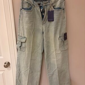 Oliver Logan Light Blue Wide-Leg Cargo Jeans for Women NWT
